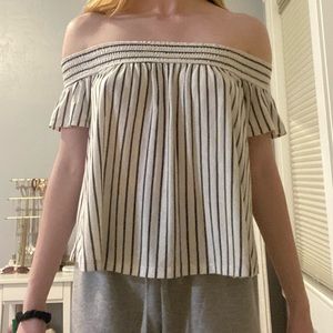 American Eagle striped off the shoulder shirt size small